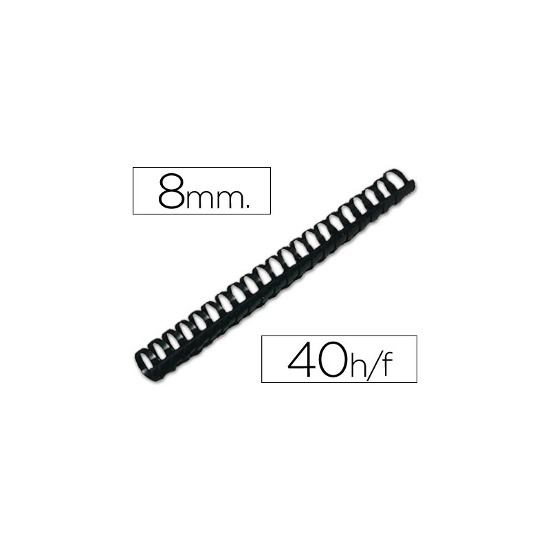 Canutillo q-connect redondo 8 mm plastico negro capacidad 40