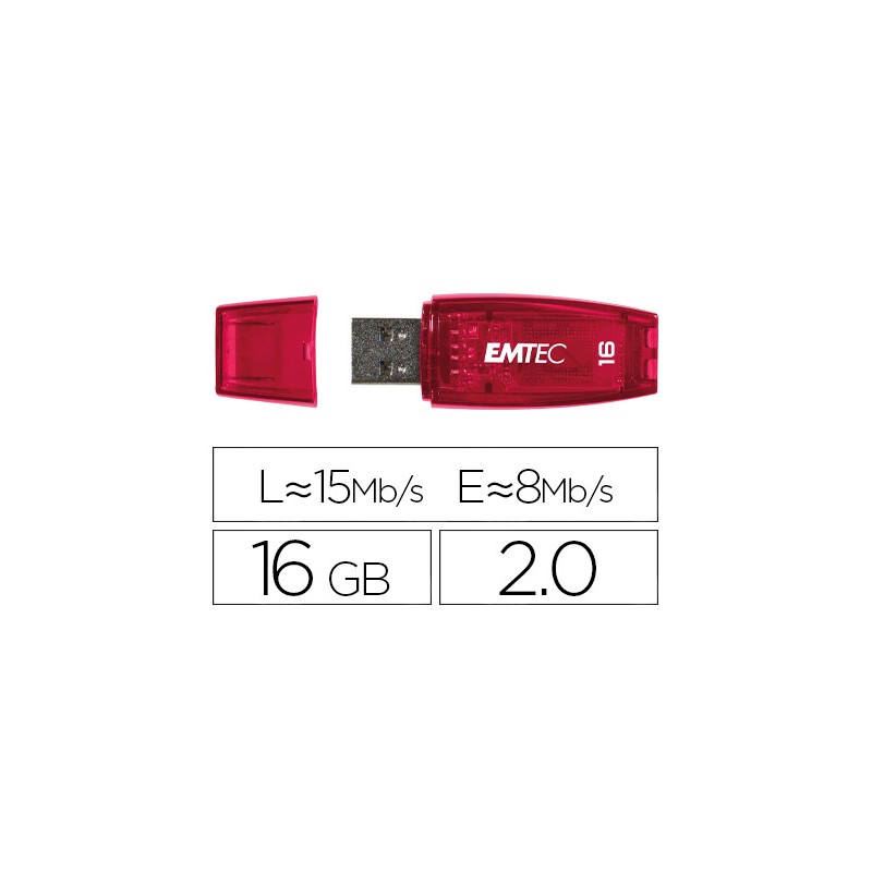 Memoria usb emtec flash c410 16 gb 2.0 rojo 46102-E110619