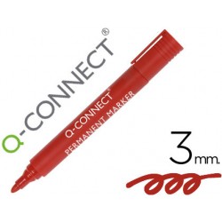 Rotulador q-connect marcador permanente rojo punta redonda 3.0