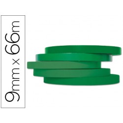 Cinta adhesiva q-connect 66m x 9mm verde para cerrar bolsas