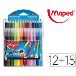 Pack combo maped color peps 12 rotuladores + 15 lapices de