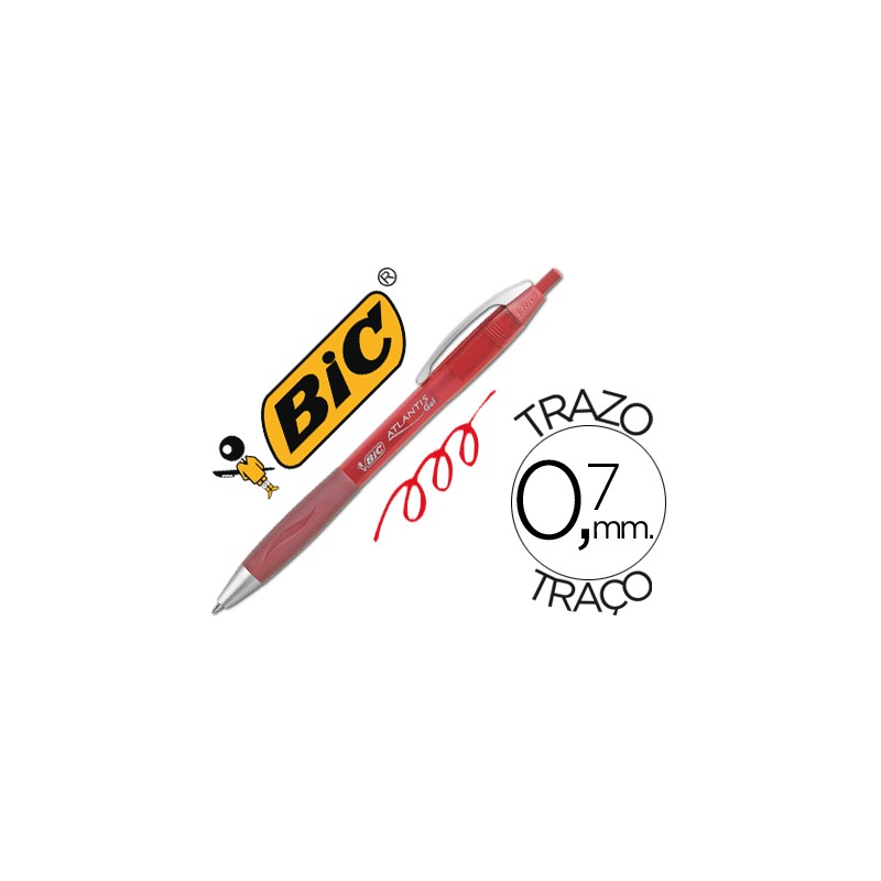 Boligrafo bic atlantis rojo retractil tinta gel punta 1 mm