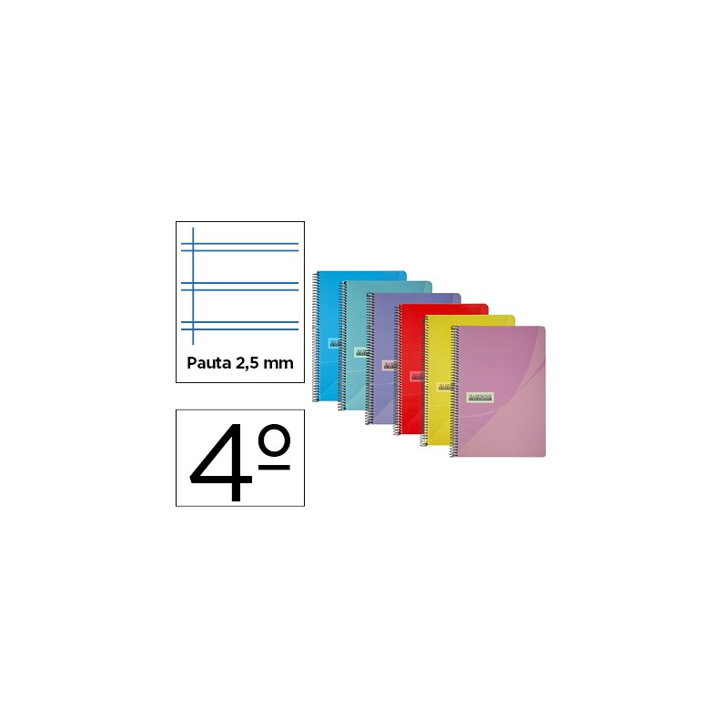 Cuaderno espiral papercop cuarto tapa plastico 80h 90 gr pauta