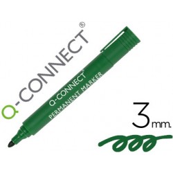 Rotulador q-connect marcador permanente verde punta redonda 3.0