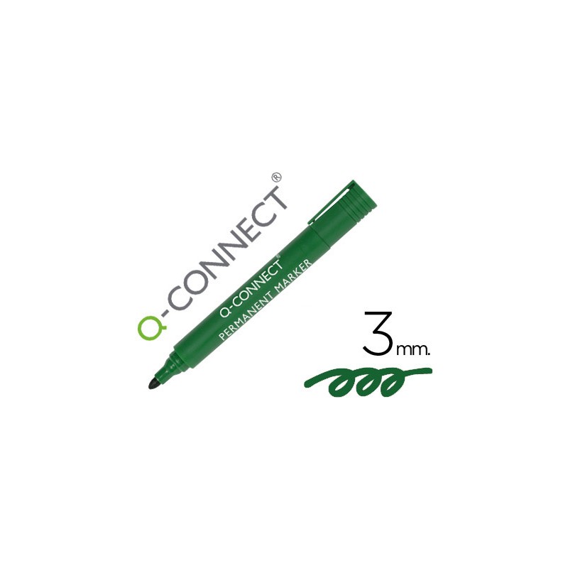 Rotulador q-connect marcador permanente verde punta redonda 3.0