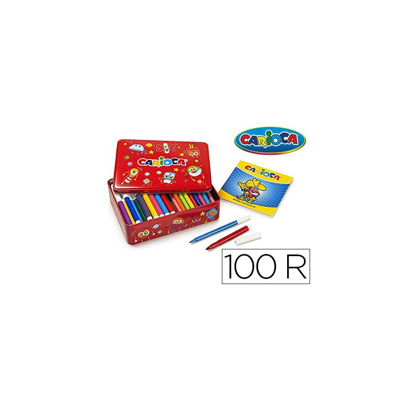 Rotulador carioca color kit caja metalica de 100 unidades