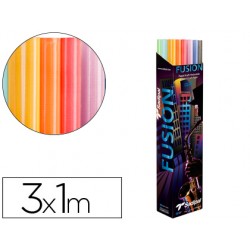 Papel kraft rollo 3x1 mt expositor fusion con 24 rollos colores