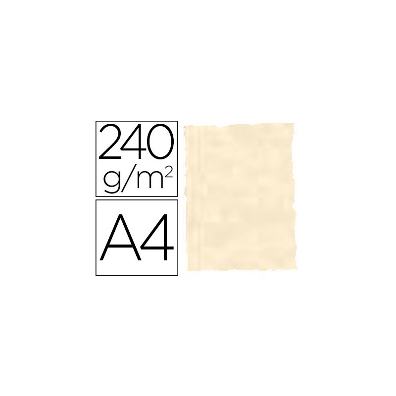 Papel color liderpapel pergamino con bordes a4 240g/m2 hueso