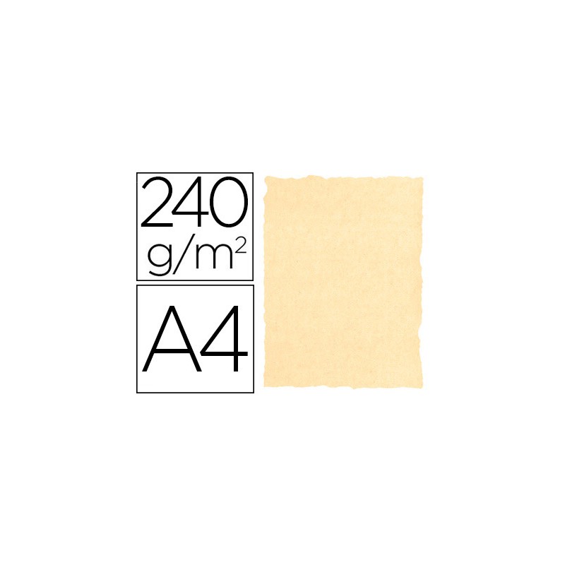 Papel color liderpapel pergamino con bordes a4 240g/m2 crema