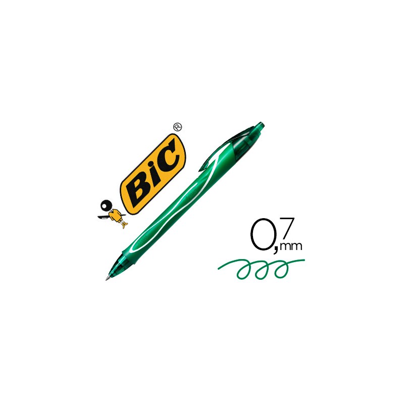 Boligrafo bic gelocity quick dry retractil tinta gel verde