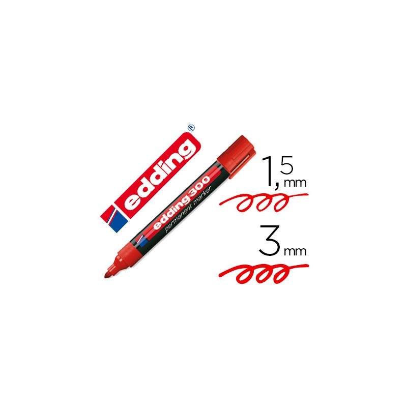 Rotulador edding marcador permanente 300 rojo punta redonda