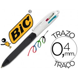 Boligrafo bic cuatro colores con grip colore negro punta 1,3 mm