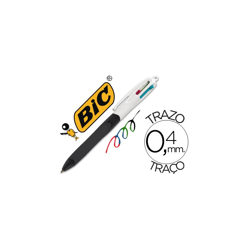 Boligrafo bic cuatro colores con grip colore negro punta 1,3 mm