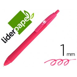 Boligrafo liderpapel gummy touch retractil 1,0 mm tinta rosa