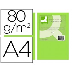 Papel color q-connect din a4 80gr verde neon paquete de 500