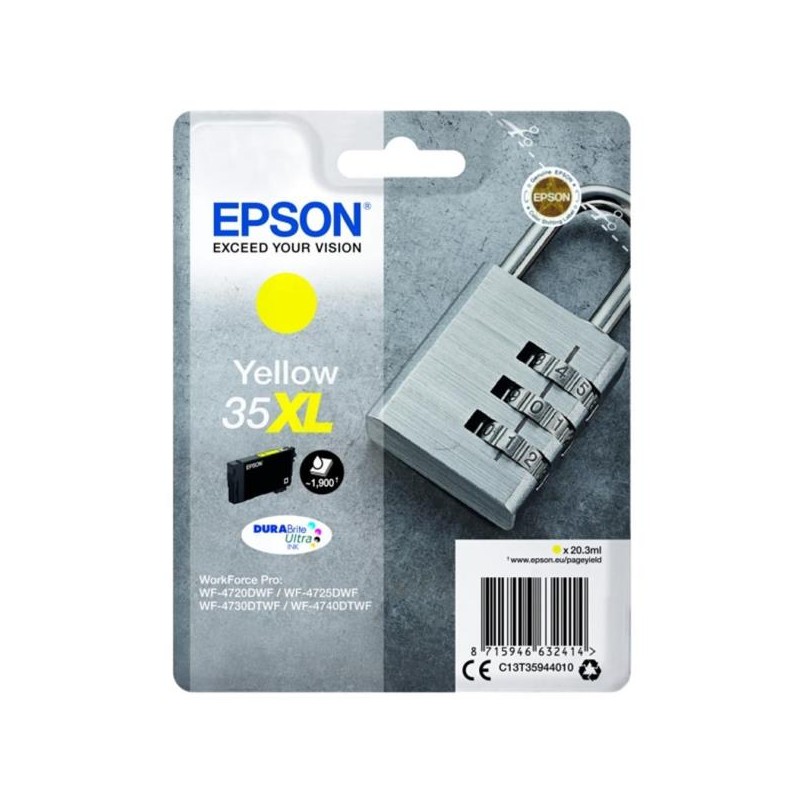 Ink-jet epson 35xl t3594 pro wf-4720dwf / 4725dwf / 4730dtwf / 4740dtwf amarillo alta capacidad 1900 paginas