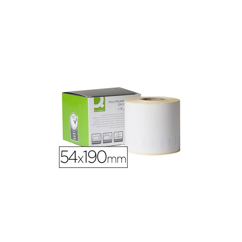 Etiqueta adhesiva q-connect kf18543 compatible dymo 99019 tamaño 54x190 mm caja con 110 etiquetas