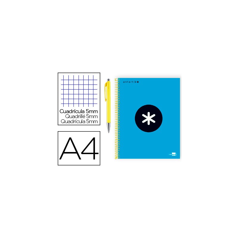 Cuaderno espiral liderpapel a4 micro antartik tapa forrada 120 h 100g cuadro 5 mm color azul promo caran d ache