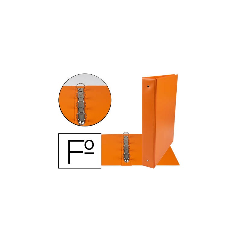 Carpeta liderpapel 4 anillas 40 mm redondas plastico folio color naranja