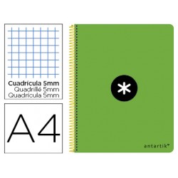Cuaderno espiral liderpapel a-4 antartik tapa dura 80h 1 00 gr cuadro 5mm con margencolor verde fluor