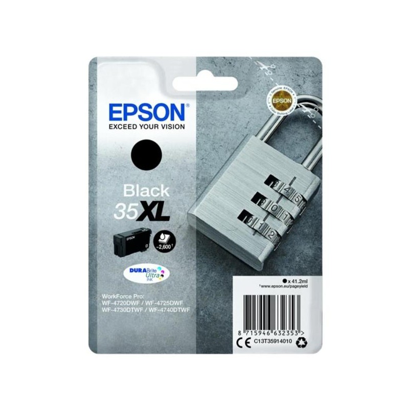 Ink-jet epson 35xl t3591 pro wf-4720dwf / 4725dwf / 4730dtwf / 4740dtwf negro alta capacidad 1900 paginas