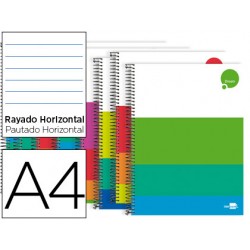 Cuaderno espiral liderpapel a4 micro dream tapa dura 140h 80 gr horizontal 5 bandas 4 taladros colores surtidos