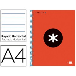 Cuaderno espiral liderpapel a4 micro antartik tapa forrada 120h 100 gr horizontal 5 bandas 4 taladros color rojo