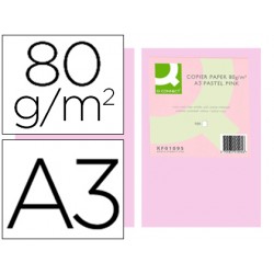 Papel color q-connect din a3 80 gr rosa paquete de 500 hojas