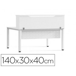 Mostrador de altillo rocada valido para mesas work metal executive 140x30x40 cm acabado aw04 blanco/blanco