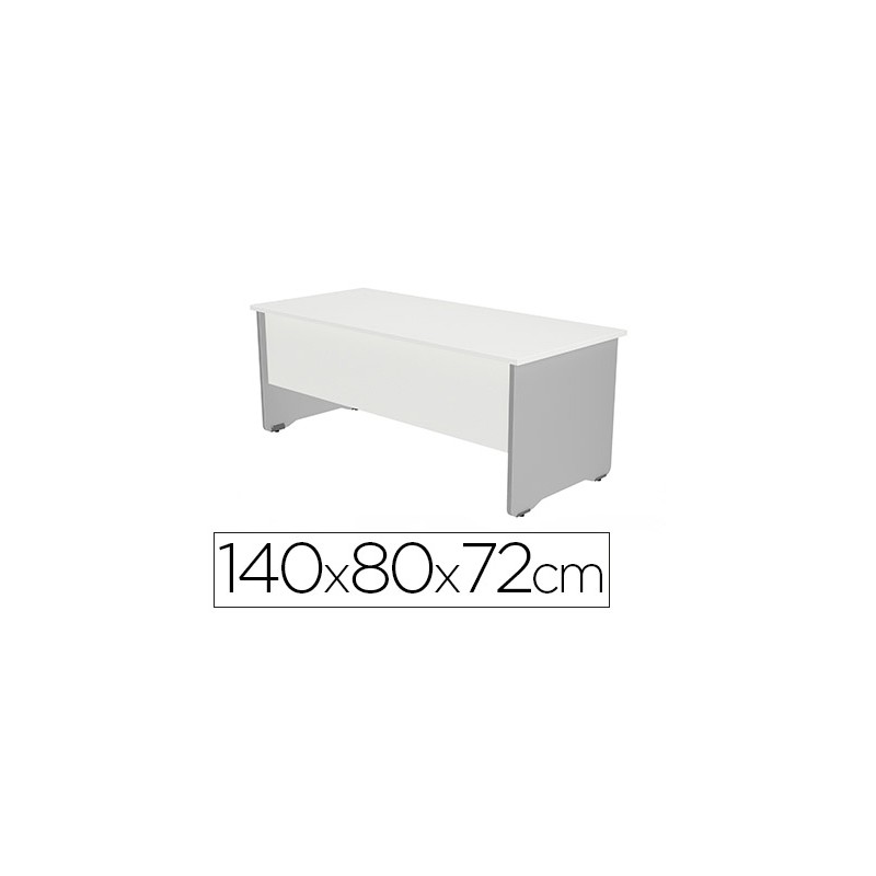 Mesa oficina rocada serie work 140x80 cm acabado ab04 aluminio/blanco