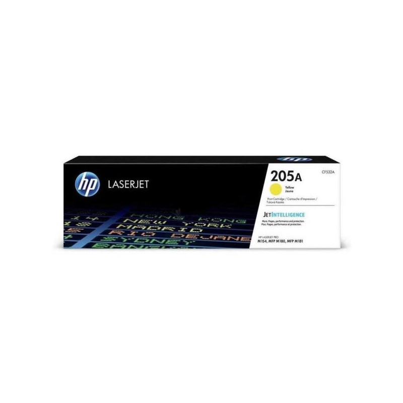 Toner hp 205a laserjet m154a / 154nw / mfp m180n / 181fw amarillo 900 paginas