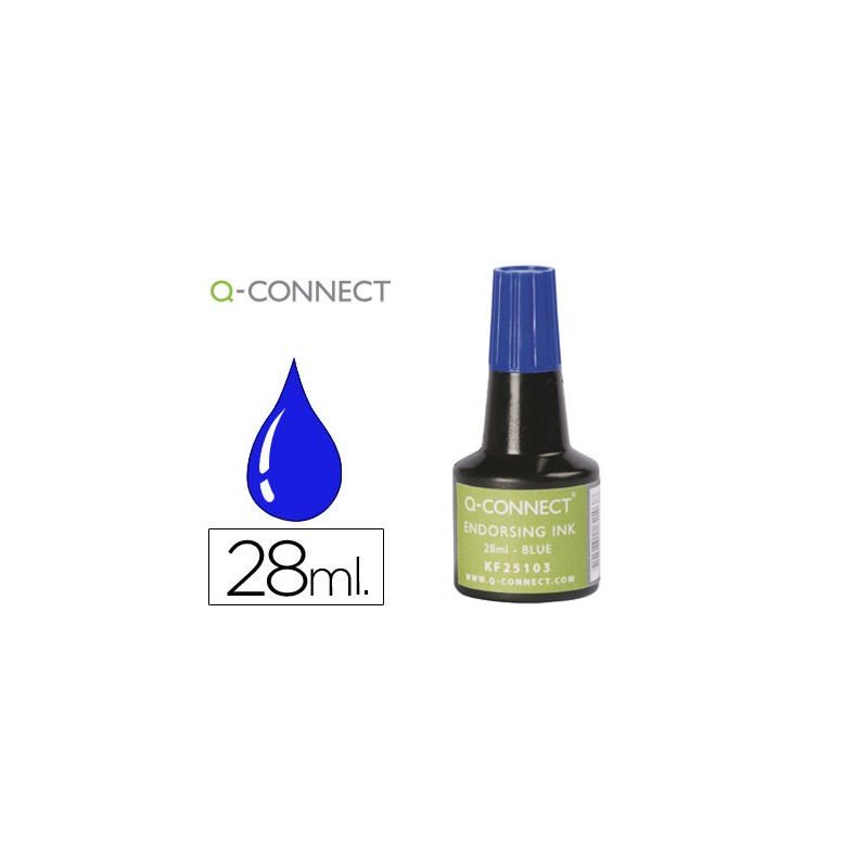 Tinta tampon q-connect azul -frasco de 28 ml