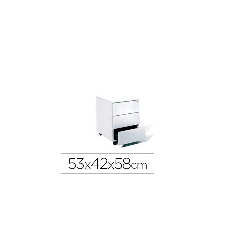 Cajonera metalica rocada con tres cajones serie store 58x40x59,5 cm acabado ac13 blanco/blanco