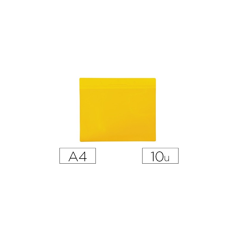 Funda tarifold magnetica din a4 horizontal identificacion palets y estanterias amarillo pack de 10 unidades