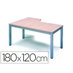 Mesa oficina rocada serie executive forma en l derecha 180x120 cm acabado ad01 aluminio/haya
