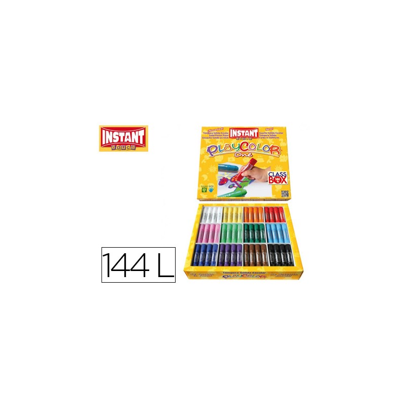 Tempera solida en barra playcolor escolar caja de 144unidades 12 colores surtidos