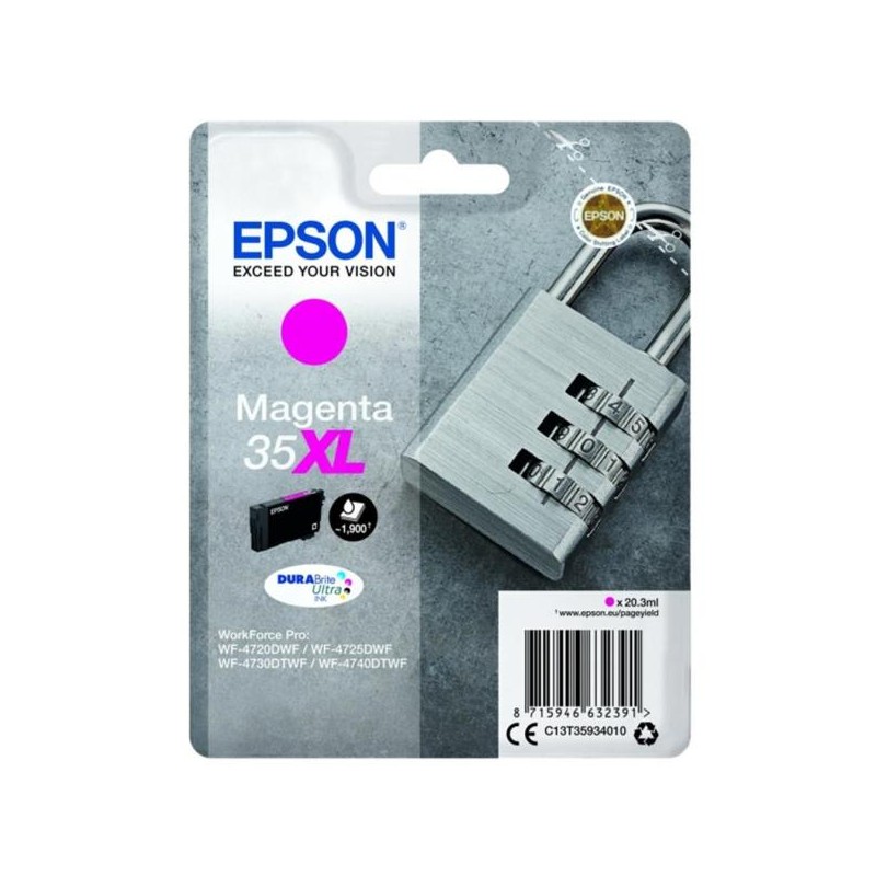 Ink-jet epson 35xl t3593 pro wf-4720dwf / 4725dwf / 4730dtwf / 4740dtwf magenta alta capacidad 1900 paginas