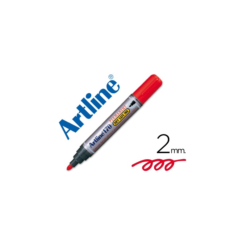 Rotulador artline marcador permanente 170 rojo -punta redonda 2 mm -antisecado