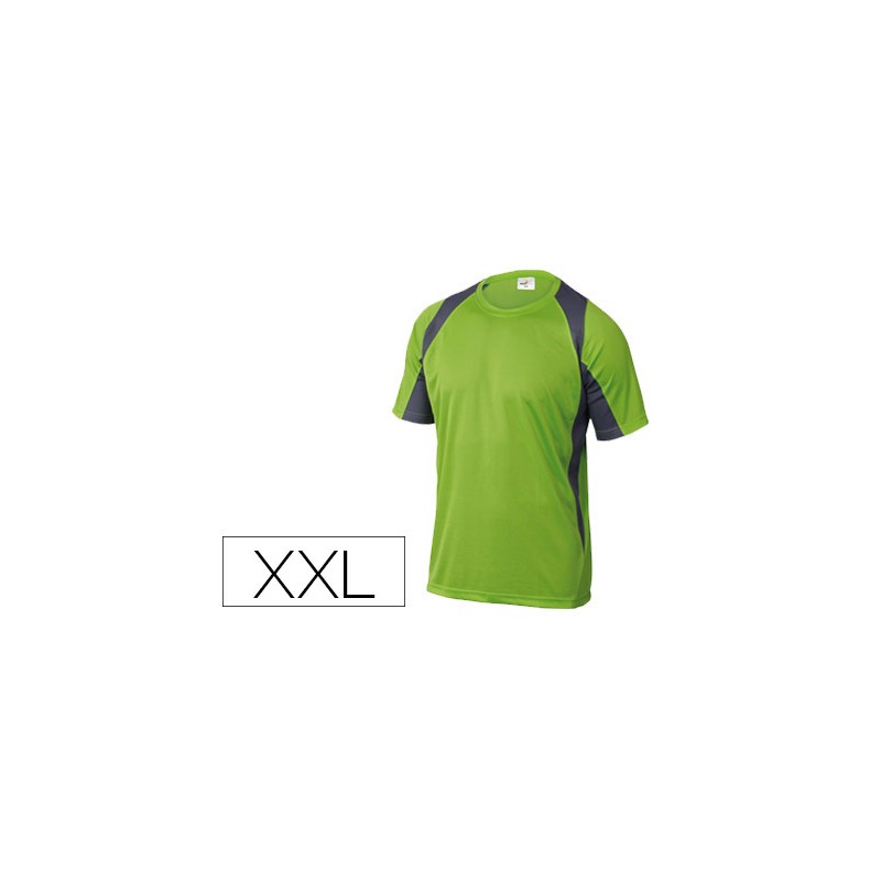 Camiseta deltaplus poliester manga corta cuello redondo tratamiento secado rapido color verde-gris talla xxl