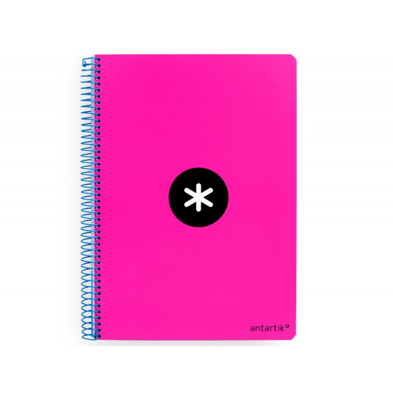 Cuaderno espiral liderpapel a5 antartik tapa dura 80h 100 g cuadro 5mm con margen color rosa fluor