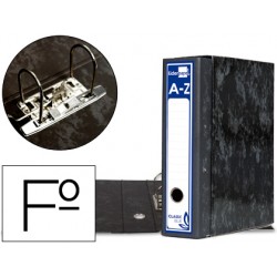 Archivador de palanca liderpapel carton forrado folio jaspeado negro con caja classic blue