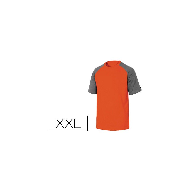 Camiseta de algodon deltaplus color gris naranja talla xxl