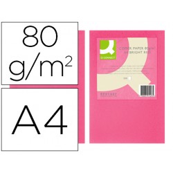 Papel color q-connect din a4 80gr rosa intenso paquete de 500 hojas