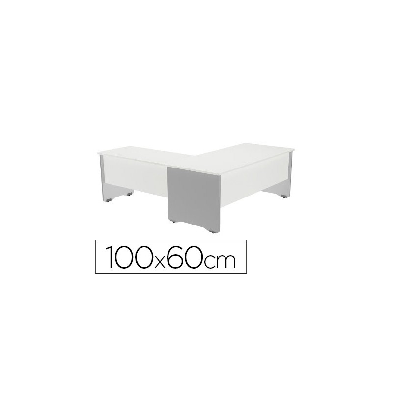 Ala para mesa rocada serie work 100x60 cm acabado ab04 aluminio/blanco