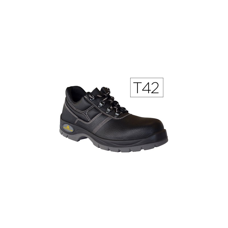 Zapatos de seguridad deltaplus de piel crupon grabada con forro absorbente y plantilla de latex color negro talla 42