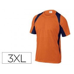 Camiseta deltaplus poliester manga corta cuello redondo tratamiento secado rapido color naranja-marino talla 3xl