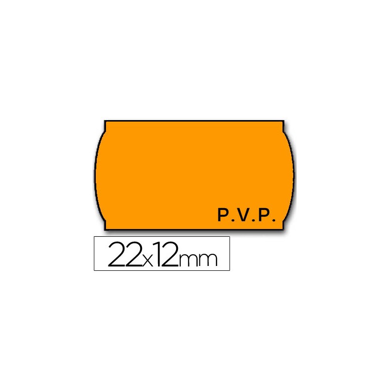 Etiquetas meto onduladas 22 x 12 mm pvp removible fn. -fluor naranja -rollo 1500 etiquetas