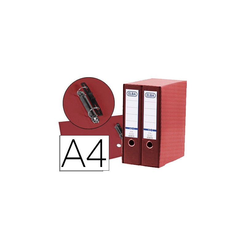 Modulo elba 2 archivadores de palanca din a4 con rado 2 anillas rojo lomo de 80 mm