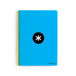 Cuaderno espiral liderpapel a5 antartik tapa dura 80h 100 gr cuadro 5mm con margen color azul