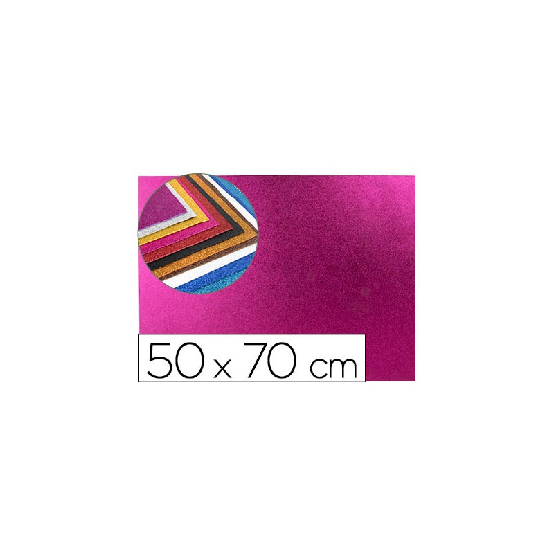 Goma eva con purpurina liderpapel 50x70cm 60g/m2 espesor 2mm rosa